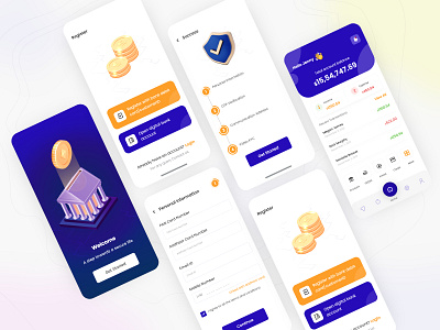 Mobile Banking App Design banking banking app graphic design invest mobile app mobile app design money online banking app safety security ui design uiux verification