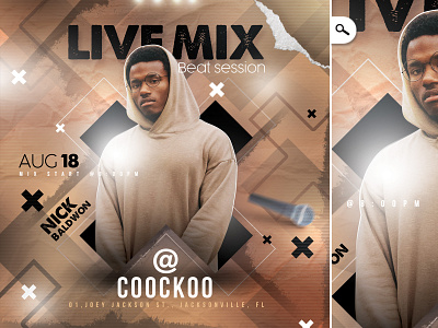 DJ Live Mix Night Flyer artist artwork cover club dubstep evening hip hop mixtape music party rap