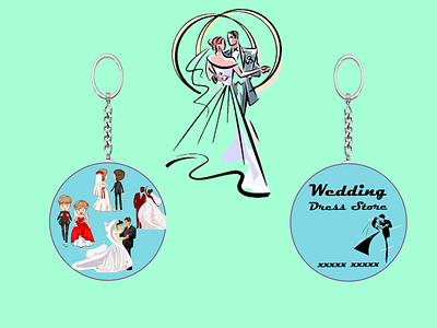 A branded Key Chain for Wedding Dress Store branding design illustration