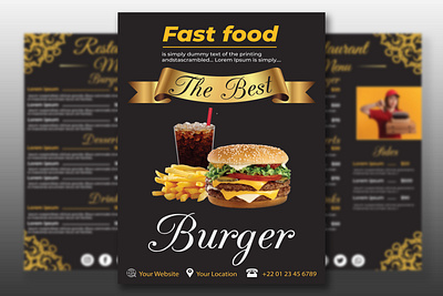 Food Restaurant Flyer banner branding burger creative design flyer flyer design flyer restaurant menu flyers food flyer graphic design logo logo design markting menu menu design menus photoshop print print design professional