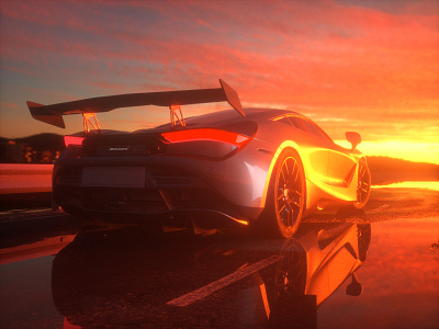 EVENING DRIVE 3d c4d cinema 4d clean night sun