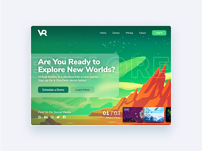 VR Explorer Landing Page branding custom illustration demo dribbble dribbblers exploration illustration new technology service social media technology video games virtual reality vr vr demo