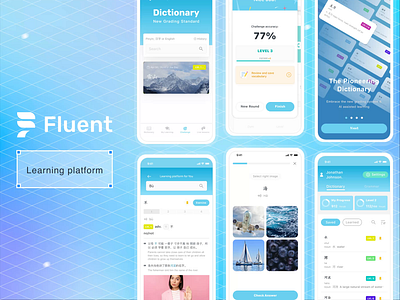 Fluent Learning App after effects animation app app design design dictionary figma graphic design learning learning platform mobile ui ui ux ux