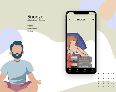 Snooze_ A calm mind concept app design ui ux vector web