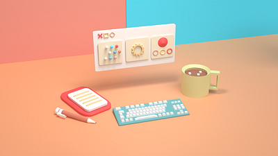WorkDesk 3d design illustration ui ux