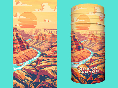 Grand Canyon Bandana 2d apparel arizona bandana boulder canyon digital painting formation grand illustration landscape procreate retro rock scarf southwest vintage western works progress administration wpa