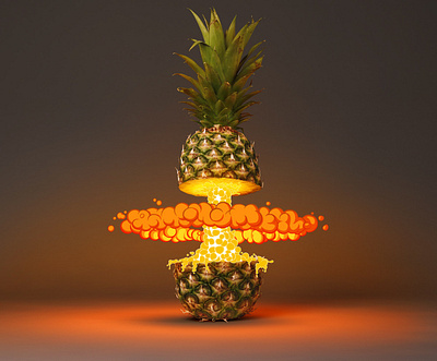 Pineapple Explosion 3d foreal illustration mixed media