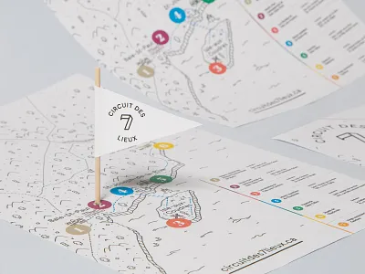 Circuit des 7 lieux branding charlevoix illustration logo map minimal monogram poster print seven tourism