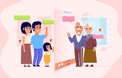 Grandfather character character design family grandfather grandmother illustration isolation vector videocall