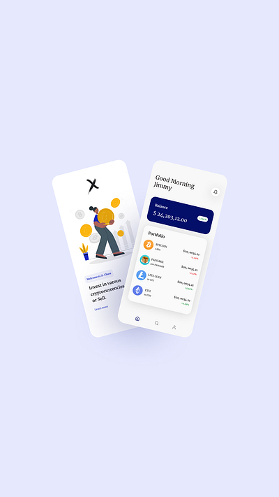 Crypto app app branding dailyui design uiux uxd design illustration ui