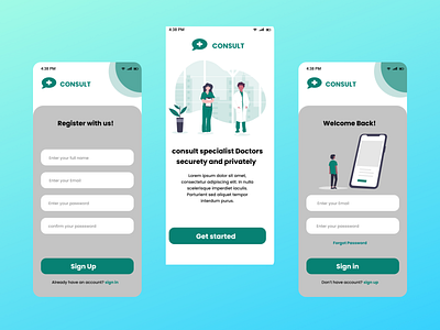 Consult App login app consult design mobile ui