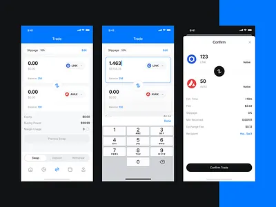 Defispot - iOS App / Trade View app bitcoin clean crypto dashboard design system eth btc bnb avax ethereum fintory input field light ui nft tabbar tabs trade summary ui user interface ux