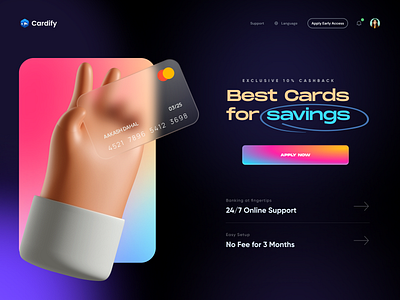 Banking / Fintech Landing page 3d admin admin panel bank banking credit card dashboard design fintech gradient illustration landing landing page landing page design minimal product design typography web web design website