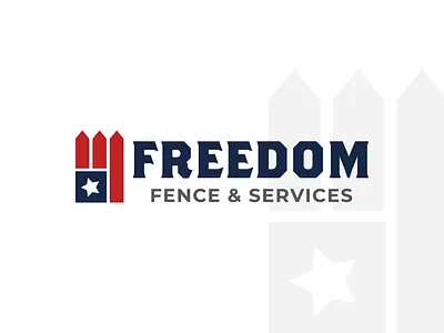 Freedom Fence & Services Logo america blue brand concept fence flag logo logo design minimal modern patriotic red usa