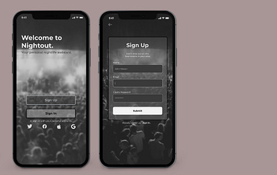 Daily UI #001 - Sign Up 001 01 1 app black and white daily daily ui 001 daily ui 1 dailyui dark event events nightlife onboarding sign up ui welcome