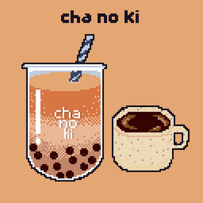 Milktea and Coffee pixel art 1bit 3d animation design food graphic design illustration logo ui