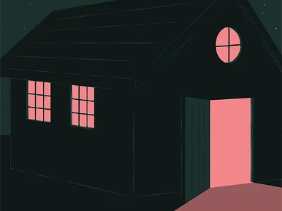 SPD Inspire Illustrations article dark design house illustration light magazine neighbor night nighttime shadow stars vector