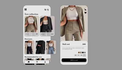Online shop mobile app app app design black branding card clean design design fashion light mode marketplace minimal mobile mobile app models online store shopping app ui ui design ux woman