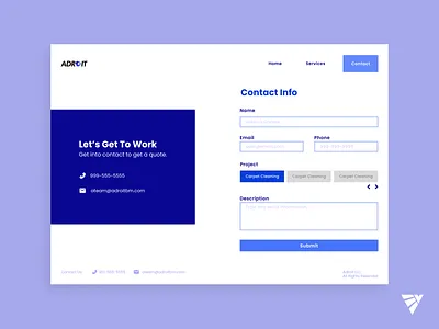 ADROIT Contact Website Design blue branding commercial design figma graphic design illustration illustrator logo shot ui ux vector web webdesign webflow website