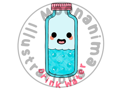 Cute drink water sticker cartoon children children illustration coloring page cute cute illustration design drink water illustration procreate sticker