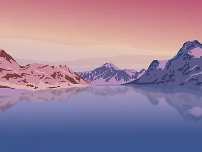 Sunrise on lake art dawn design flat graphics illustration illustrator lake landscape landscapeillustration mountains sunrise sunset vector