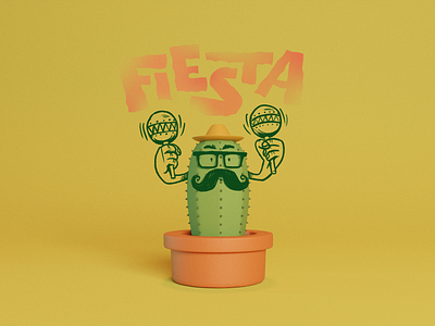 Fiesta cactus 3d blender design illustration photoshop