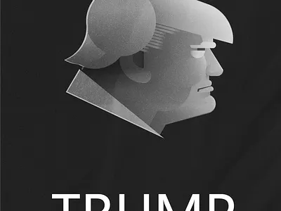 Donald J Trump black flat grey illustration mono white