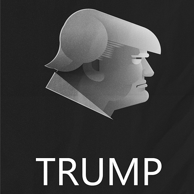 Donald J Trump black flat grey illustration mono white