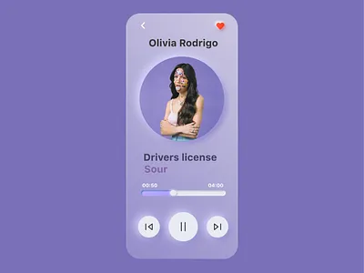 Neomorphic Music Player design app design design figma music player neomorphic design neomorphism olivia rodrigo ui ui design ux design visual design