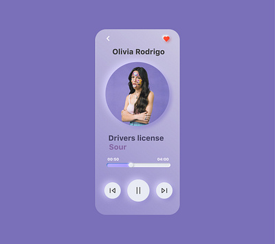 Neomorphic Music Player design app design design figma music player neomorphic design neomorphism olivia rodrigo ui ui design ux design visual design