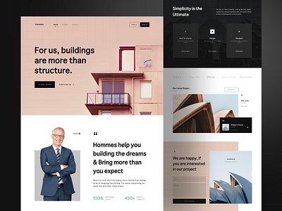 Hommes - Architecture Landing Page architecture black build building homepage hotel landing landing page personal web portfolio