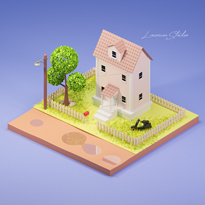 Classic House Daylight 3d design 3d illustration blender 3d creative design graphic design isometric design