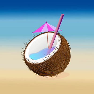 COCONUT . drink. beach illustration juce sea. tropics. vector. drink.