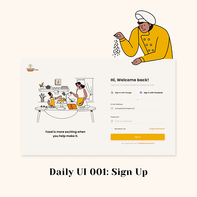 UI Exercise - Sign up dailyui drawkit food login screen signup website