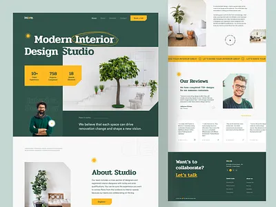 Interior Design Studio Website architechture architechture design clean clean ui design studio homepage interior interior design landing page minimal modern popular shot property real estate sajib ui ui ux web website website design