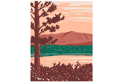 Mount Katahdin Maine and North Woods and River WPA Poster flora