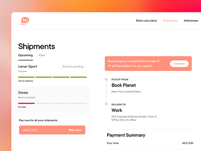 🛳 Hii by Fetchr - Upcoming shipments affordance australia clean dashboard dubai e commerce figma logistic order shipment product real project saas shipment shipping signifier user experience user interface web design website