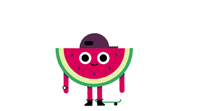 Watermelon Kickflip 🍉🛹 ae after effects animation character clean design figma illustration kickflip motion motion graphics people person simple skate skateboard skater skating watermelon