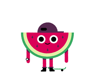 Watermelon Kickflip 🍉🛹 ae after effects animation character clean design figma illustration kickflip motion motion graphics people person simple skate skateboard skater skating watermelon