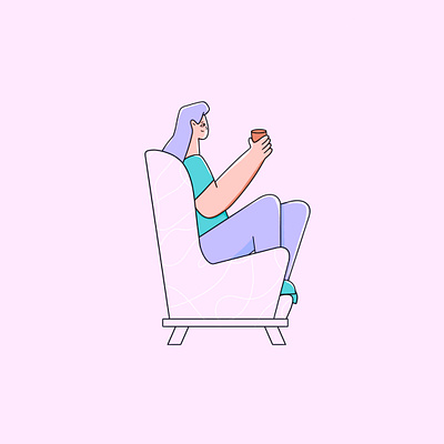 Resting behance character design flat character design flat design flat girl girl character illustration illustrator procreate sitting vector vector illustration