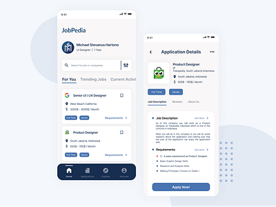 Job Search or Finder Mobile App app design designer job finder app job search app mobile app ui ui design uix ux design