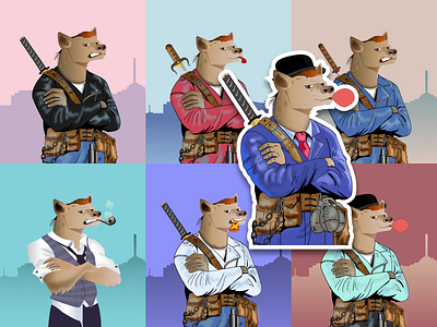 Ninja Hyena- NFT Character Design graphic design illustration logo photoshop sketching traits variants
