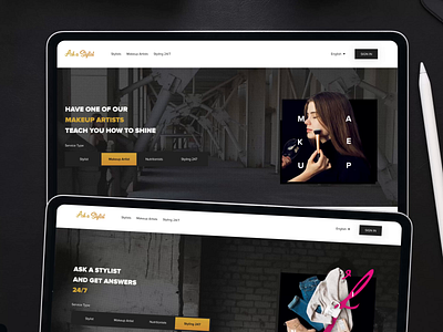 Service Providers - Ask A Stylist animation ask a stylist dark ui design ecommerce free ui kit fustany.com george samuel illustration interaction iphone mockup landing page logo makeup motion nutritions service select ui kit