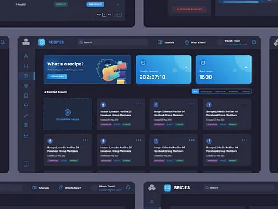TexAu Dashboard Dark Theme automation dasboard design data extraction digital marketing lead generation workflow