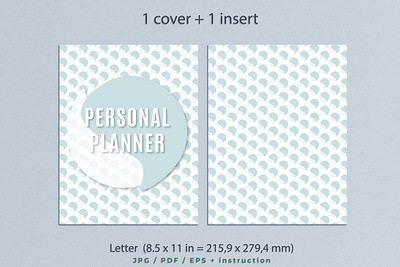 Printable planner insert and planner cover. Pattern. blue and white cover design graphic design insert pattern design personal planner planner planner pages printable planner vector vector design