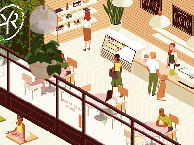 Shopping character digital folioart illustration isometric retail shop