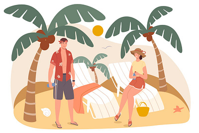 Summer Travel Web Concept banner cartoon concept design elements flat graphic illustration people place sticker travel vector web website