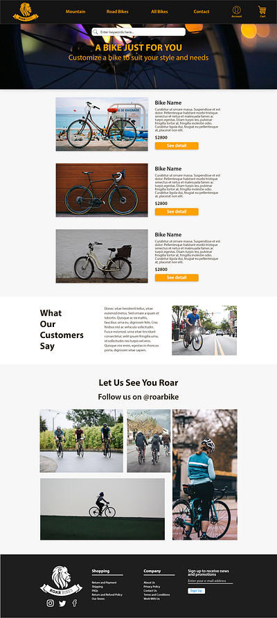 Roar Bikes Homepage Design adobe xd design ui ui design ui ux ui ux design