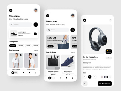 Rika - eCommerce Mobile App app design behance business design dribbble ecommerce ecommerce app fashion minimal mobile app online business online shop online shopping trendy design ui ui design uiux ux ux design web design