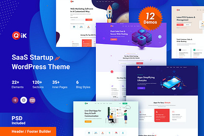 QIK - SaaS Startup WordPress Theme agency app business digital knowledgebase marketing page product saas seo showcase software startup ui ux ux design